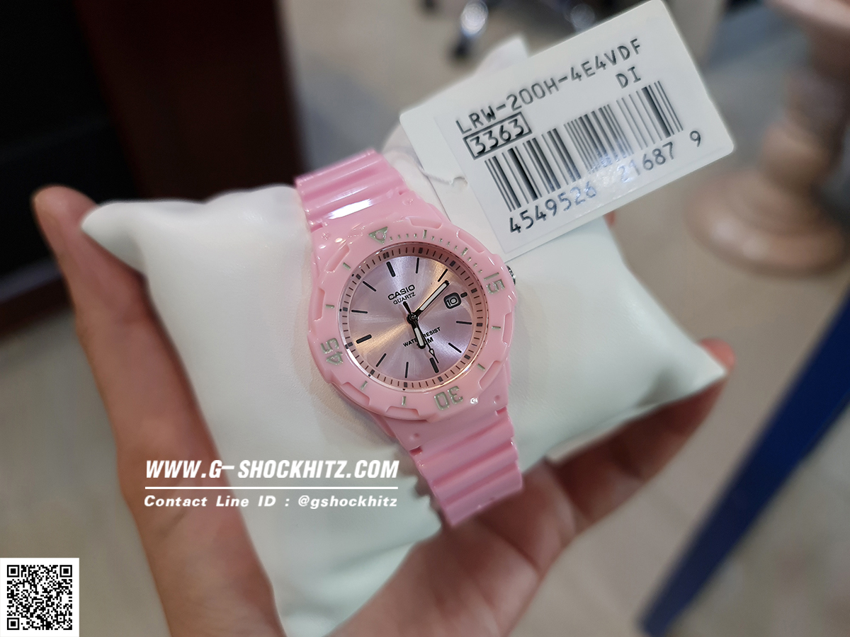 CASIO MID YEAR SALE นาฬิกาคาสิโอ พร้อมส่ง นาฬิกาข้อมือ นาฬิกากันน้ำ นาฬิกาของแท้ BTS ประกันศูนย์ CMG 1 ปี รุ่น LRW-200H-4E4 นาฬิกาสีชมพู
