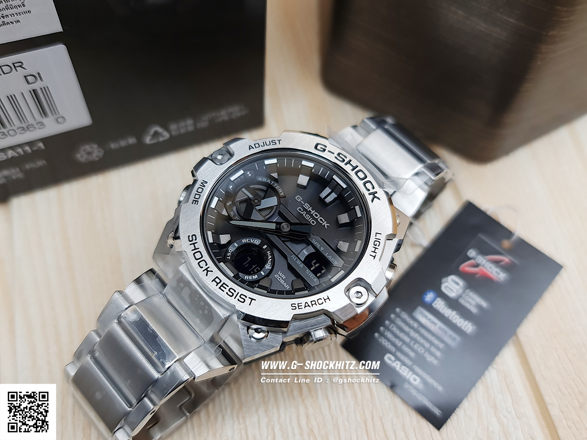 CASIO G-SHOCK นาฬิกาข้อมือ นาฬิกากันน้ำ นาฬิกาของแท้ ประกันศูนย์ CMG 1 ปี รุ่น GST-B400D-1A นาฬิกาสีเงิน