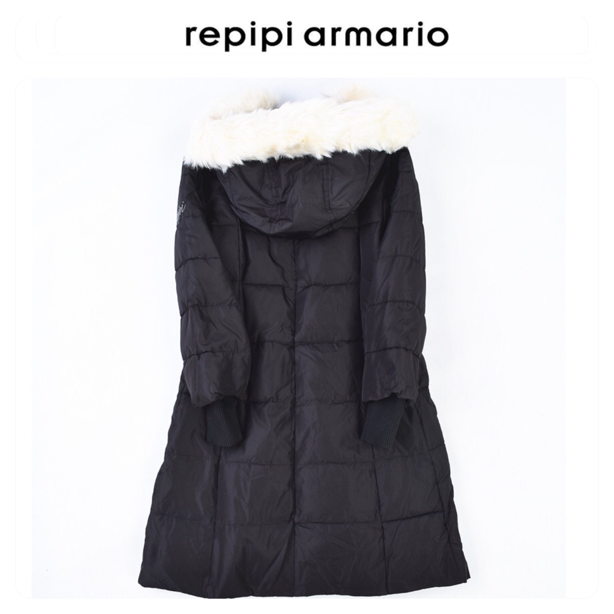 Repipi Armario เสื้อกันหนาว โค้ทขนเป็ด เสื้อฮู้ดเฟอร์ บุนวมอุ่น สีดำ แบรนด์ Repipi Armario (padded puffer coat) ขนเฟอร์ถอดได้ค่ะ ดำ