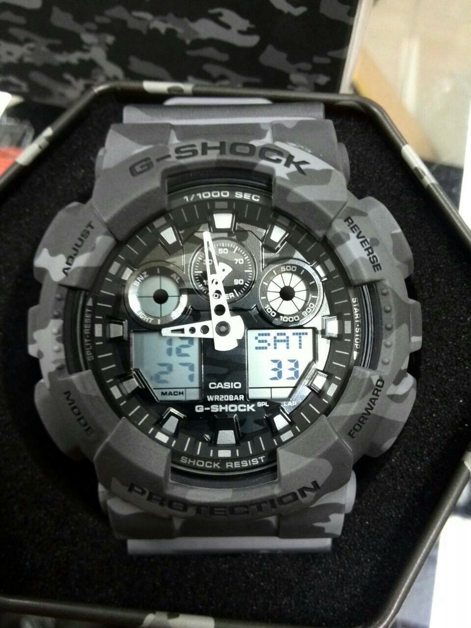 CASIO G-SHOCK นาฬิกาข้อมือ นาฬิกากันน้ำ นาฬิกาของแท้ ประกันศูนย์ CMG 1 ปี รุ่น GA-100CM-8A นาฬิกาสีเทา