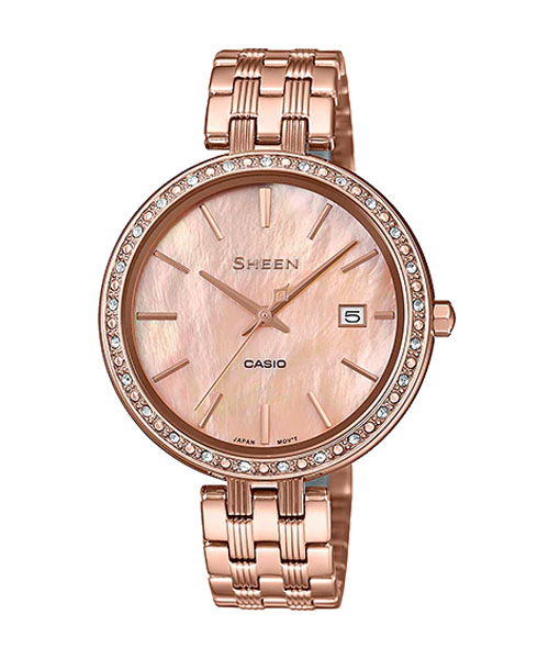 CASIO SHEEN นาฬิกาข้อมือ นาฬิกากันน้ำ นาฬิกาของแท้ ประกันศูนย์ CMG 1 ปี รุ่น SHE-4052PG-4A นาฬิกาสีน้ำตาล