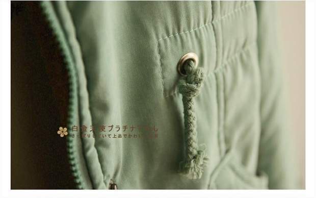 เสื้อกันหนาว เสื้อโค้ท กันหนาว สีเขียวมิ้นท์ พาสเทลสีหวาน แต่งหมวกฮูทติดขนเฟอร์ ซับขนอุ่นสีน้ำตาลด้านใน สวยหรู อุ่นมากคะ