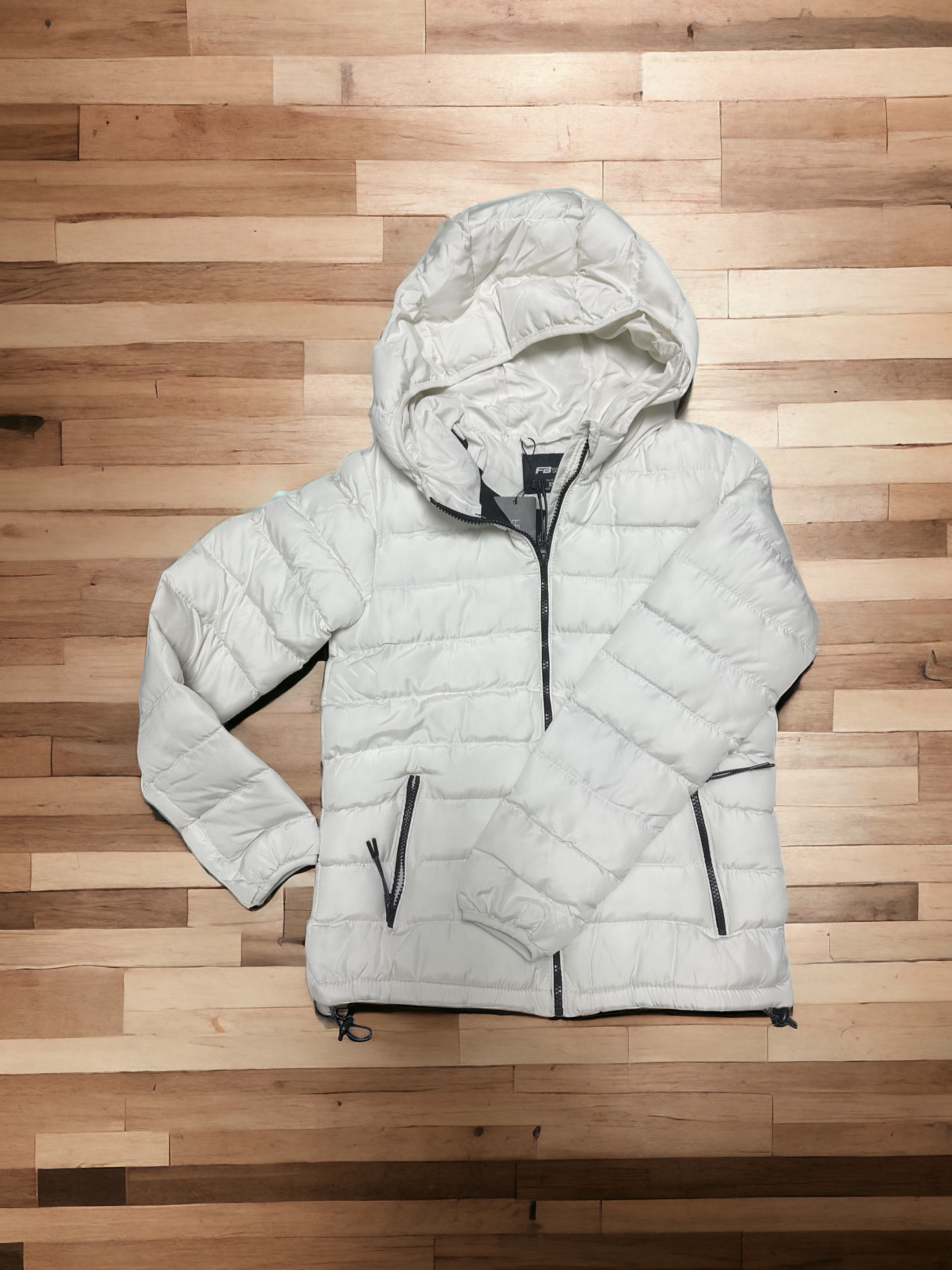เสื้อกันหนาว เสื้อฮู้ดเฟอร์ บุนวมอุ่น สีขาว แบรนด์ FB SISTER (padded puffer coat สำเนา ขาว