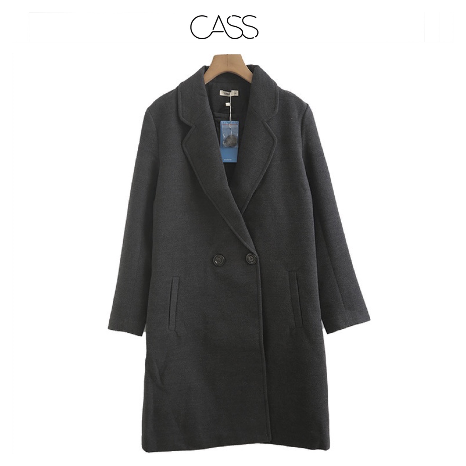 Cass เสื้อโค้ท เสื้อกันหนาว เนื้อผ้าสักหลาดวูล สีนู้ดกะปิ แบรนด์ CASS