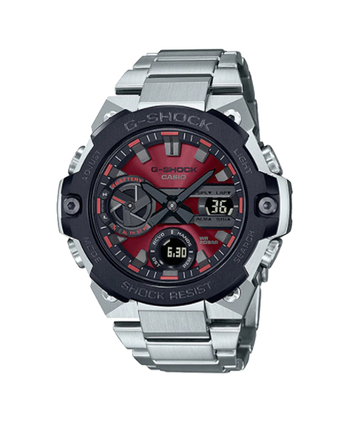CASIO G-SHOCK นาฬิกาข้อมือ นาฬิกากันน้ำ นาฬิกาของแท้ ประกันศูนย์ CMG 1 ปี รุ่น GST-B400AD-1A4 นาฬิกาสีเงิน