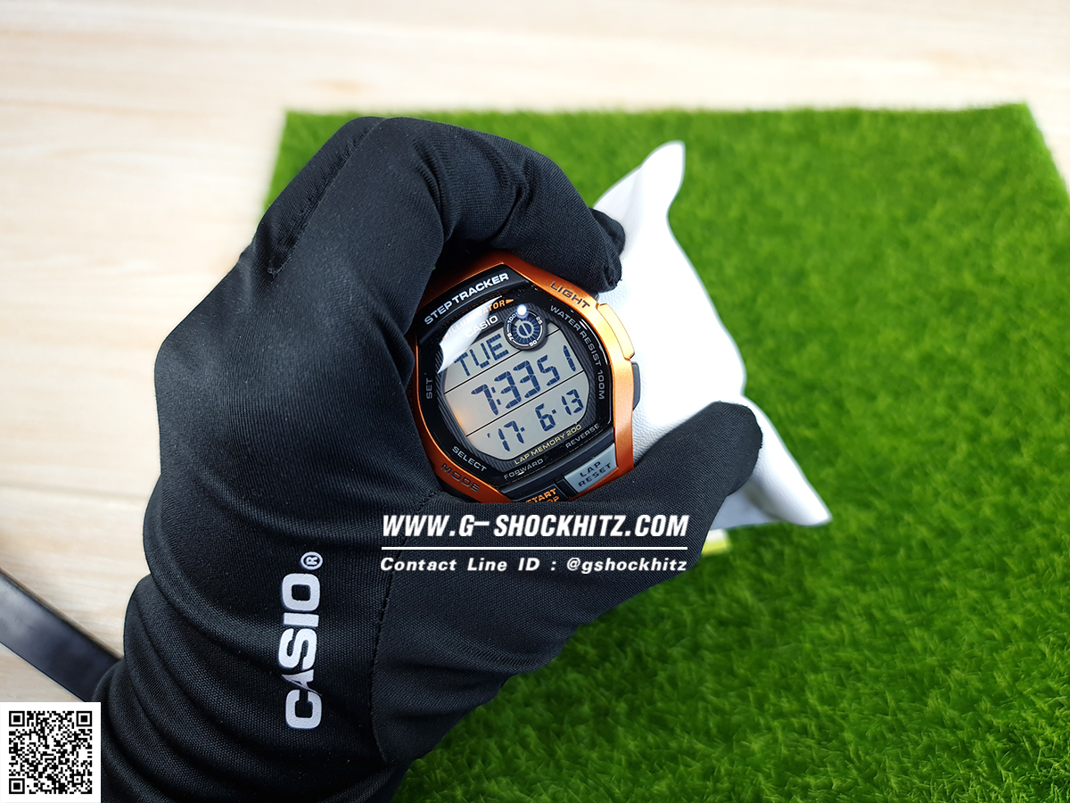 CASIO นาฬิกาคาสิโอ นาฬิกาข้อมือ นาฬิกากันน้ำ นาฬิกาของแท้ ประกันศูนย์ CMG 1 ปี รุ่น WS-2000H-4A นาฬิกาสีส้ม