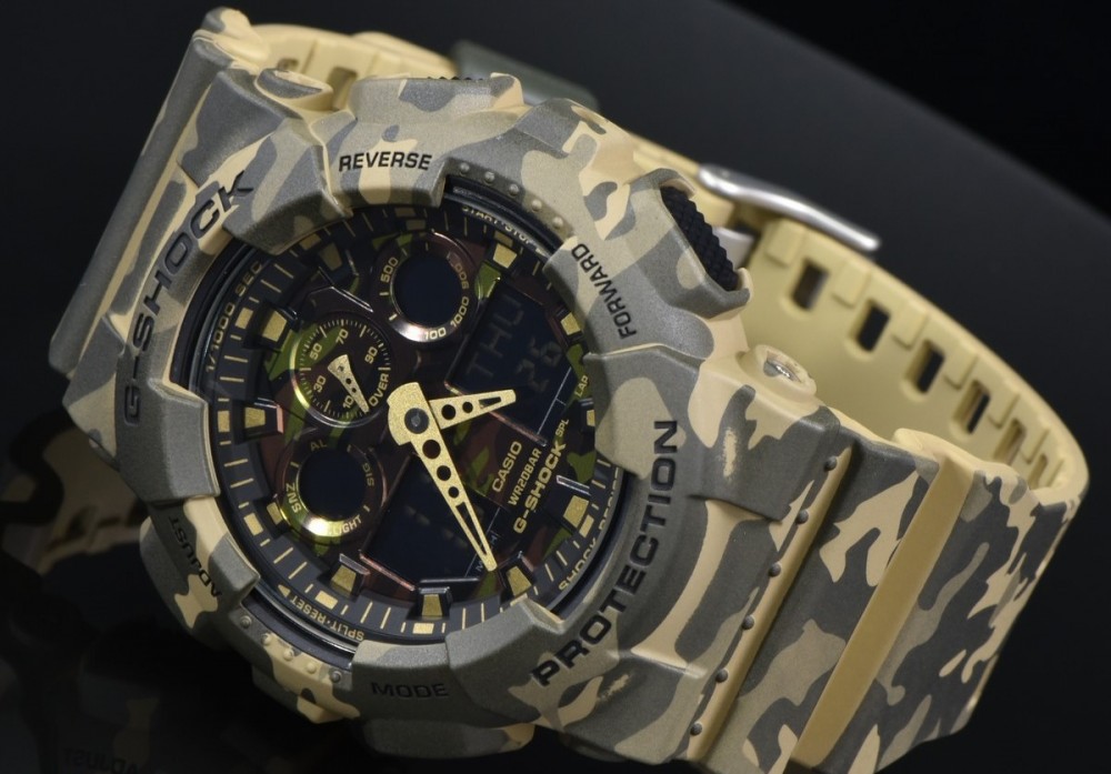 CASIO G-SHOCK นาฬิกาข้อมือ นาฬิกากันน้ำ นาฬิกาของแท้ ประกันศูนย์ CMG 1 ปี รุ่น GA-100CM-5A นาฬิกาสีน้้ำตาล
