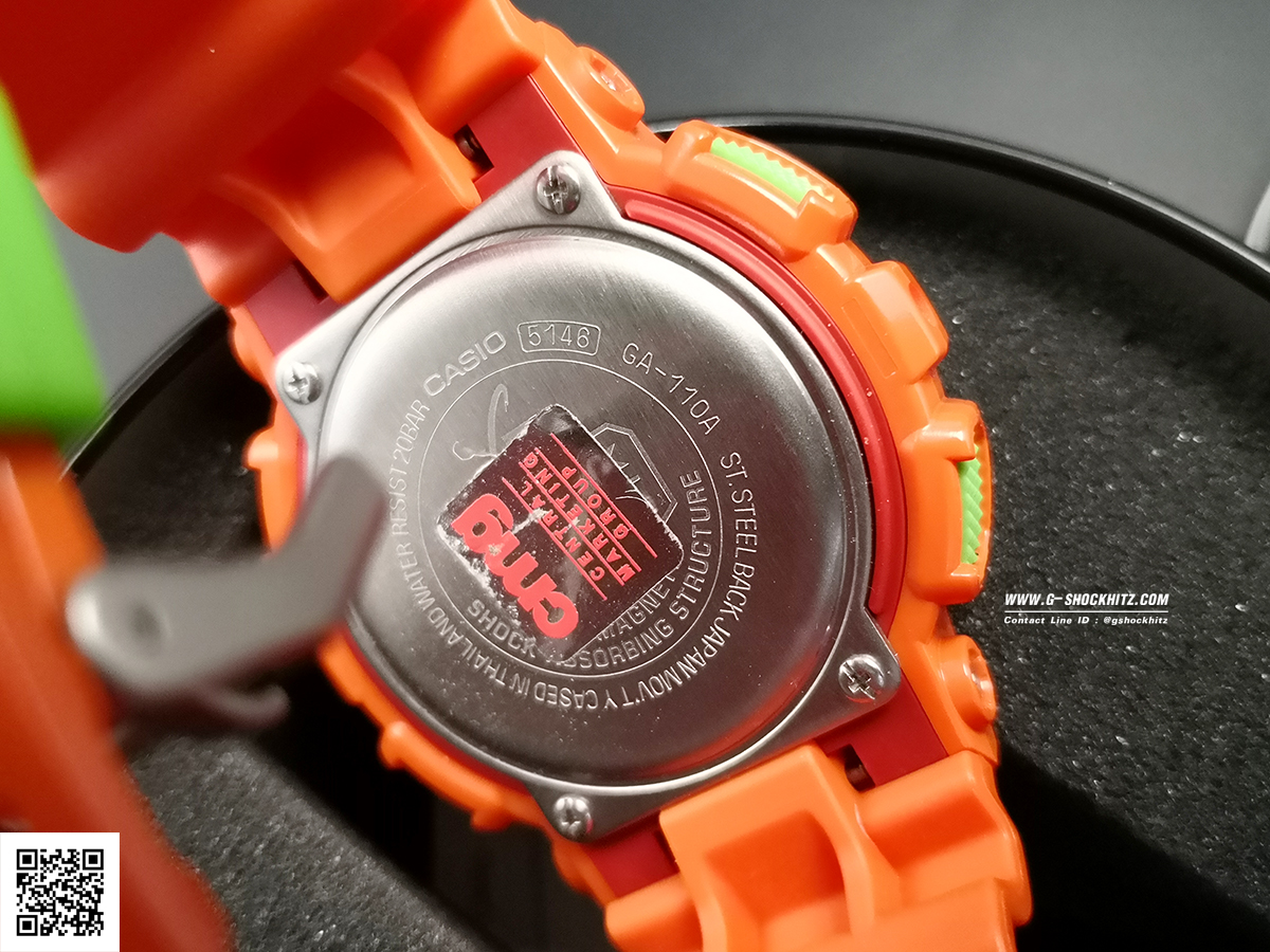CASIO G-SHOCK นาฬิกาข้อมือ นาฬิกากันน้ำ นาฬิกาของแท้ ประกันศูนย์ CMG 1 ปี รุ่น GA-110A-4A นาฬิกาสีส้ม