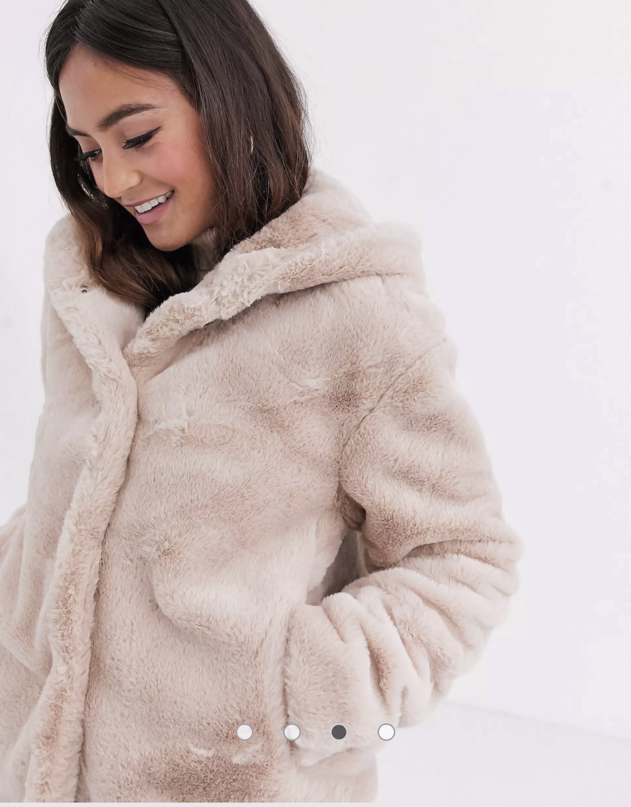 เสื้อเฟอร์กันหนาว หมวกฮู้ด เสื้อขน Fluffy coat แบรนด์ pimkie ดำ