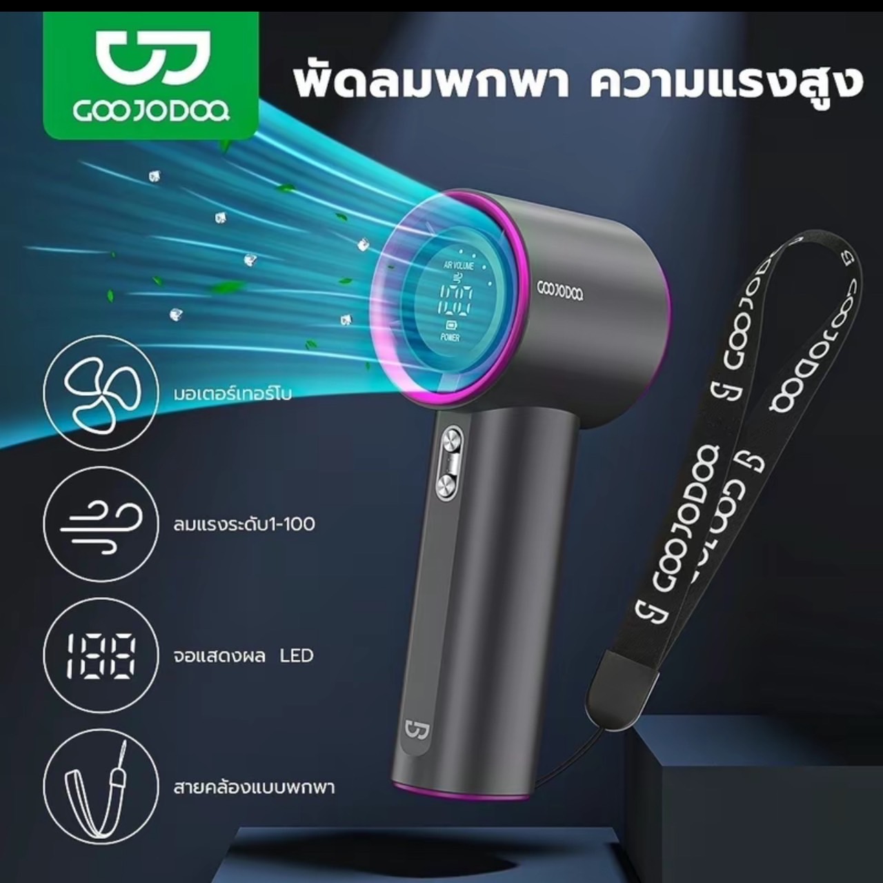 GOOJODOQ พัดลมพกพา พัดลมมือถือ ความเร็วสูง ทํางานเงียบ ปรับความเร็วได้ USB พัดลมมือถือ