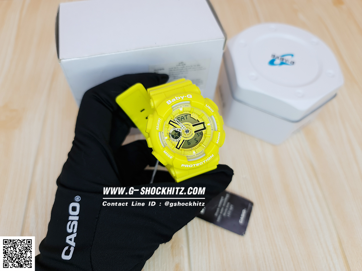 CASIO BABY-G นาฬิกาข้อมือ นาฬิกากันน้ำ นาฬิกาของแท้ ประกันศูนย์ CMG 1 ปี รุ่น BA-110BC-9A นาฬิกาสีเหลือง