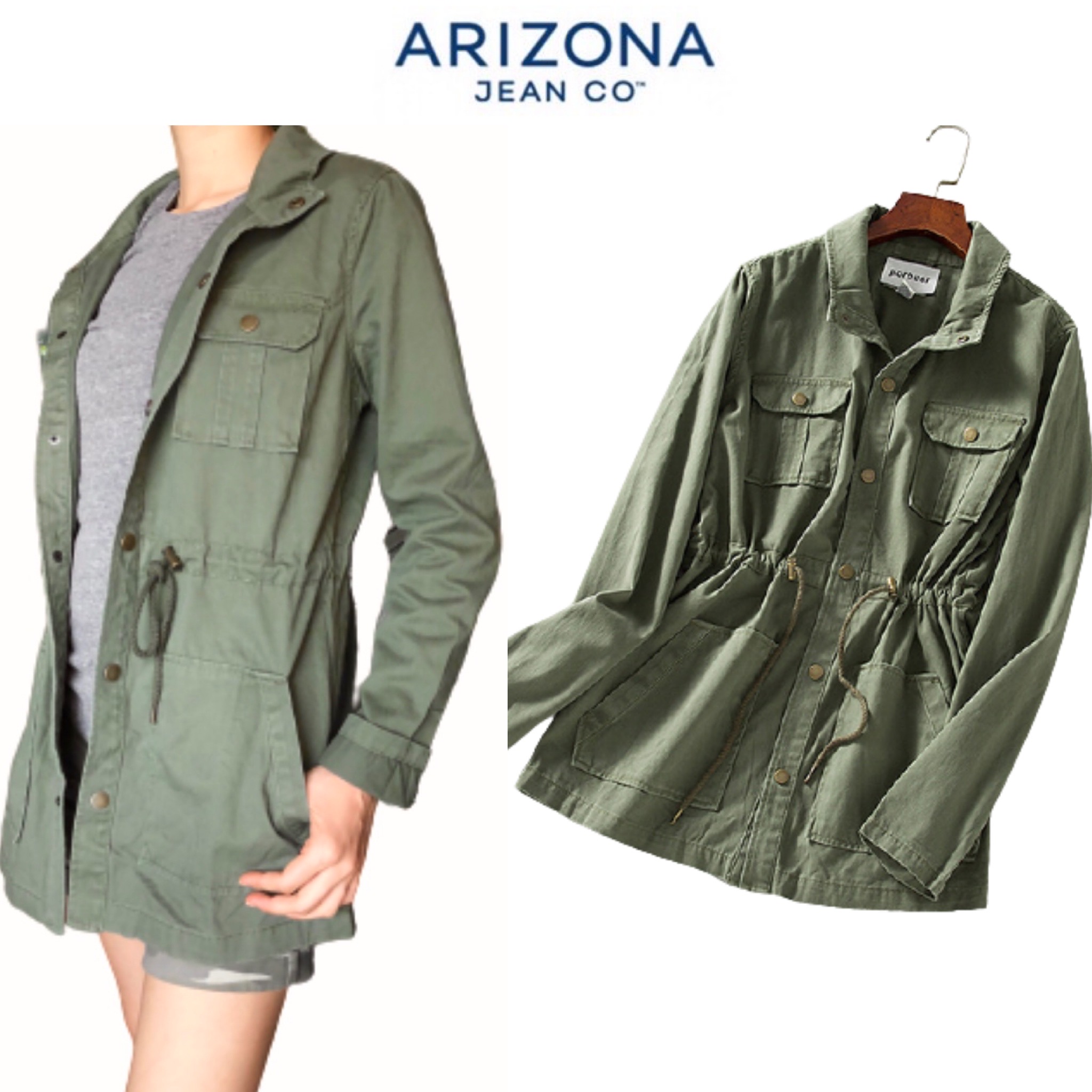 Arizona Jean co เสื้อทหาร เสื้อฮู้ดเขียวทหาร เสื้อนอกแนวทหาร แพทเทินสวย เท่ห์มาก แบรนด์ ARIZONA JEAN CO คะ Size S/M/L/XL สำเนา สำเนา เขียว