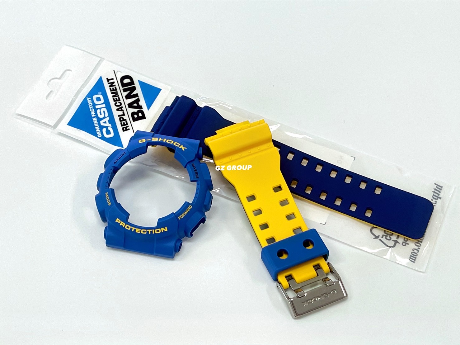 CASIO GENUINE FACTORY CASIO REPLACEMENT อะไหล่นาฬิกา G-SHOCK รุ่น GD-120NC-2 กรอบสายสีเหลืองน้ำเงิน