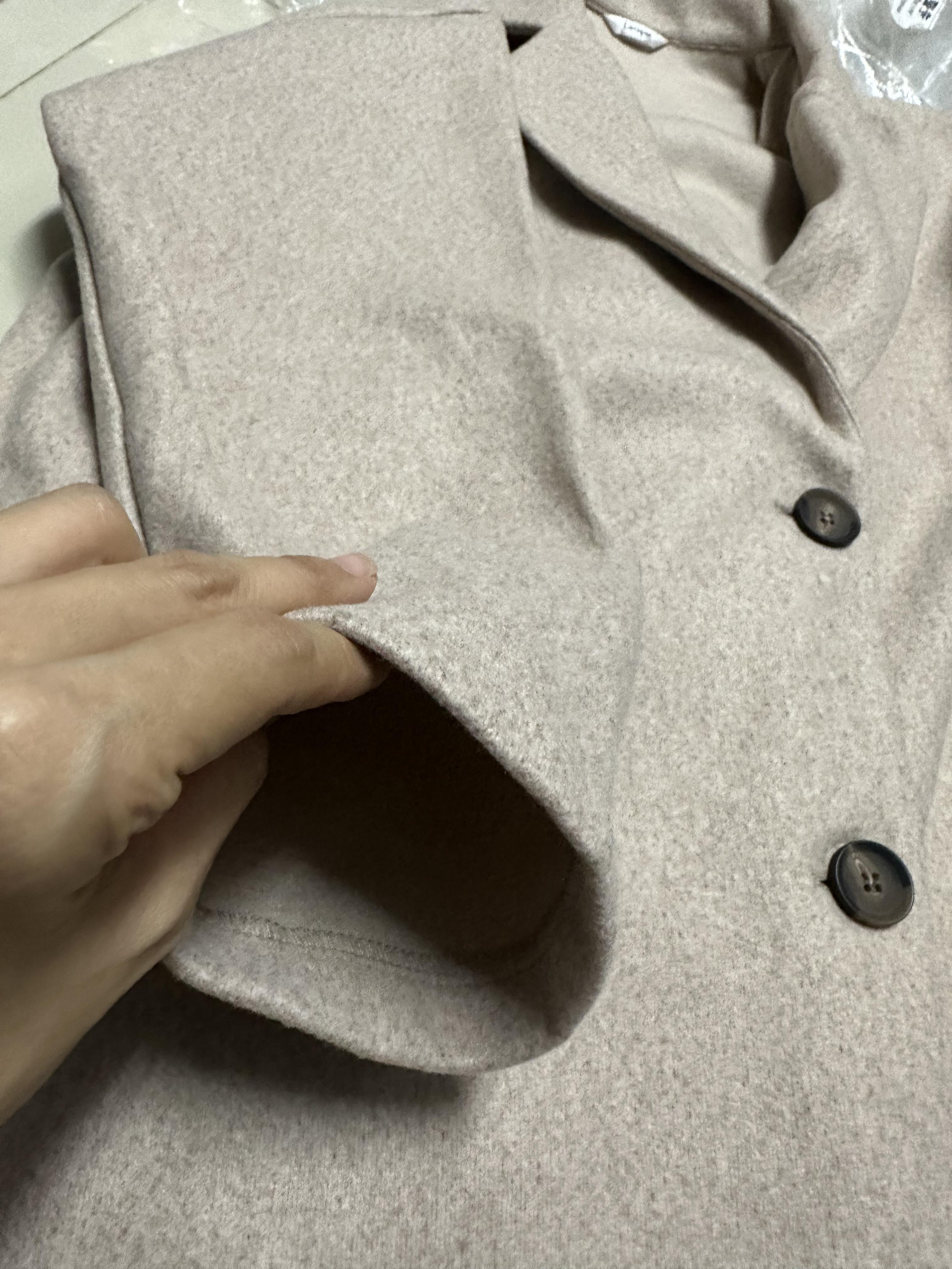 Lutique เสื้อโค้ทวูล Trench coat เสื้อโค้ทเฟอร์ โค้ทสักหลาดสีเบจ แบรนด์ LUTIQUE