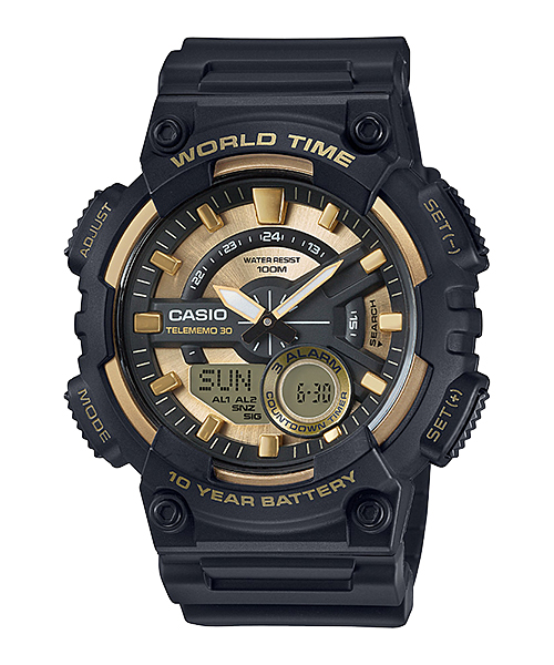CASIO MID YEAR SALE นาฬิกาคาสิโอ พร้อมส่ง นาฬิกาข้อมือ นาฬิกากันน้ำ นาฬิกาของแท้ BTS ประกันศูนย์ CMG 1 ปี รุ่น AEQ-110BW-9A นาฬิกาสีดำ