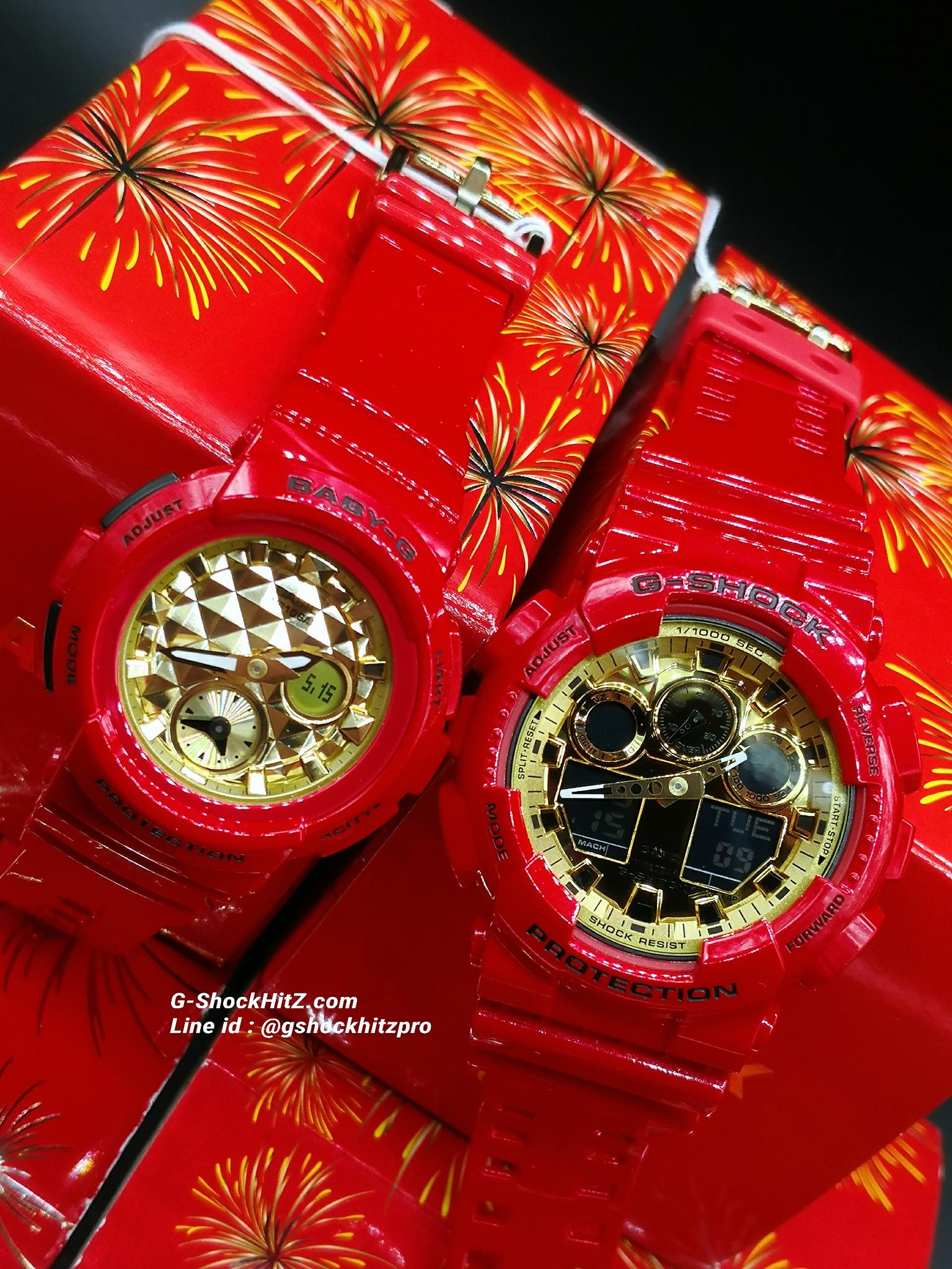 CASIO G-SHOCK นาฬิกาข้อมือ นาฬิกากันน้ำ นาฬิกาของแท้ ประกันศูนย์ CMG 1 ปี รุ่น GA-100VLA-4A นาฬิกาสีแดง