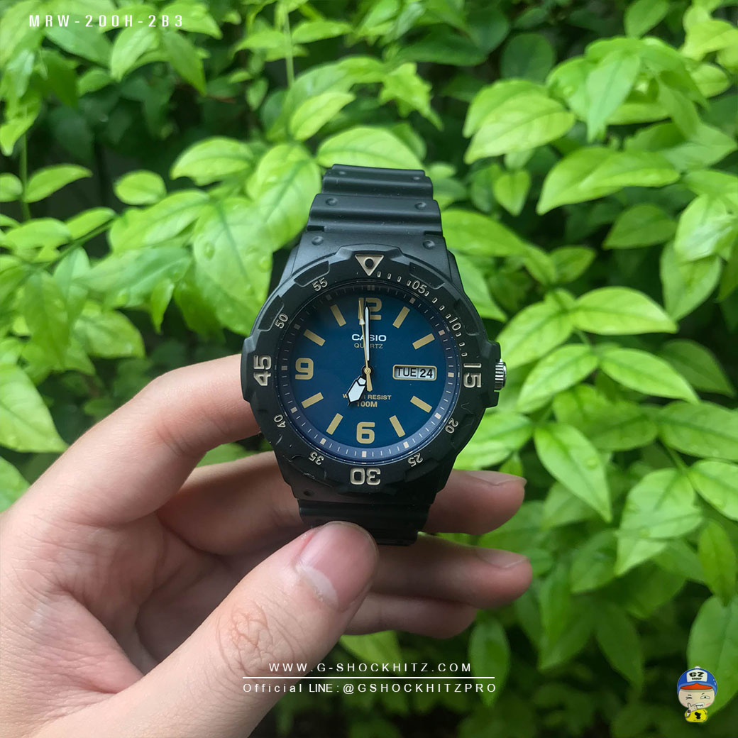 CASIO นาฬิกาคาสิโอ นาฬิกาข้อมือ นาฬิกากันน้ำ นาฬิกาของแท้ ประกันศูนย์ CMG 1 ปี รุ่น MRW-200H-2B3 นาฬิกาสีดำ