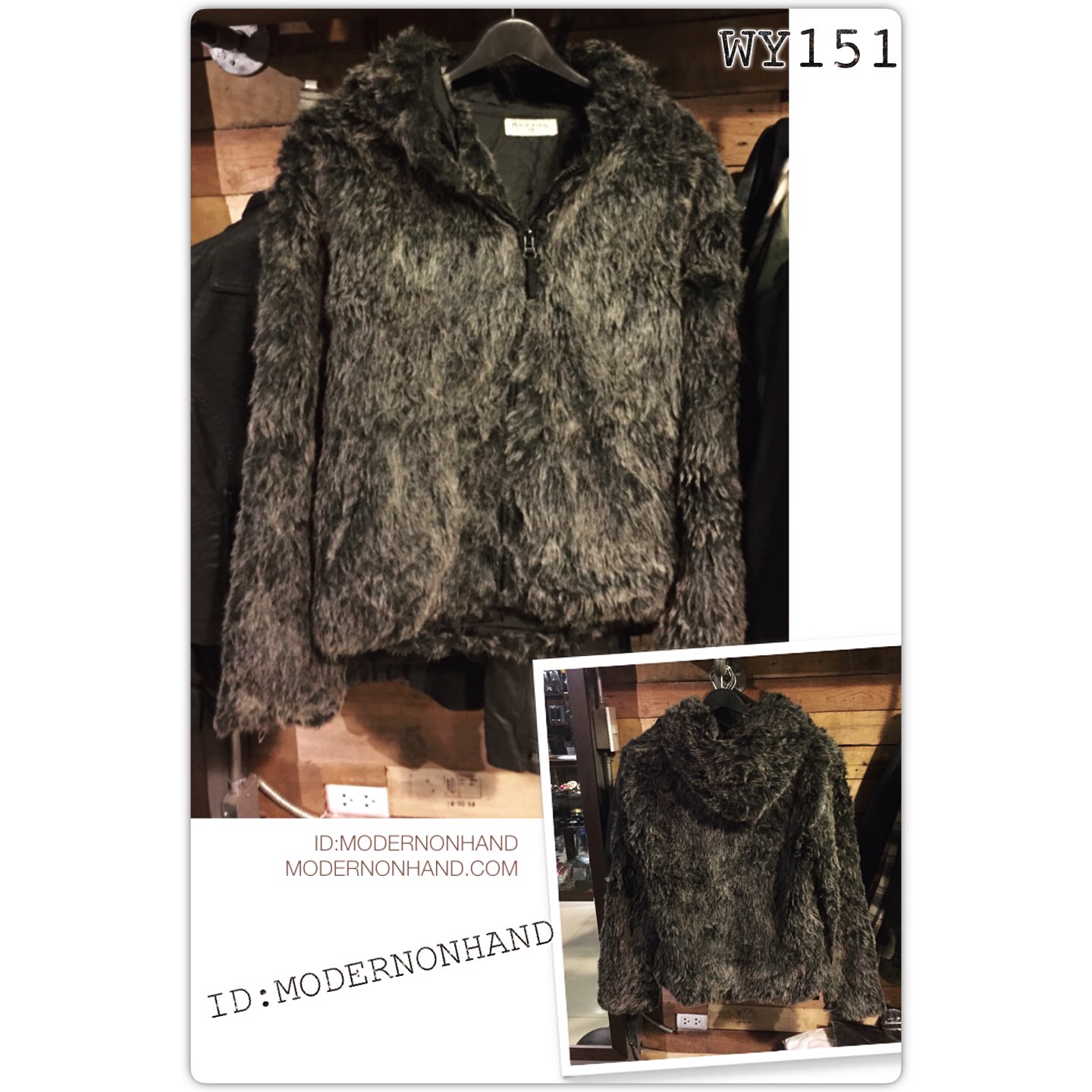 เสื้อกันหนาว แต่งขนฟูสีดำ มีฮูท แบบหรู สวยมากคะแบรนด์เนมหรูญี่ปุ่น PLACE:PLAN TOKYO size L /XL/XXL ดำ
