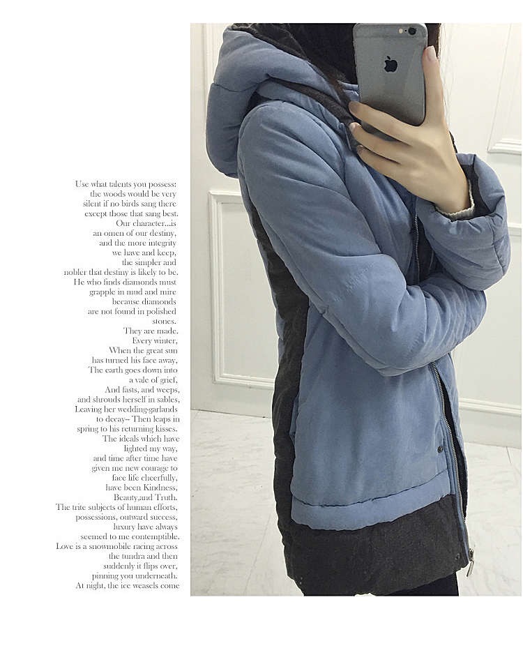 เสื้อกันหนาว เสื้อโค้ท กันหนาวบุนวม สีฟ้าพาสเทล หมวกฮูท แต่งขนเฟอร์ (เฟอร์ถอดได้คะ) สวย น่ารักมากคะ