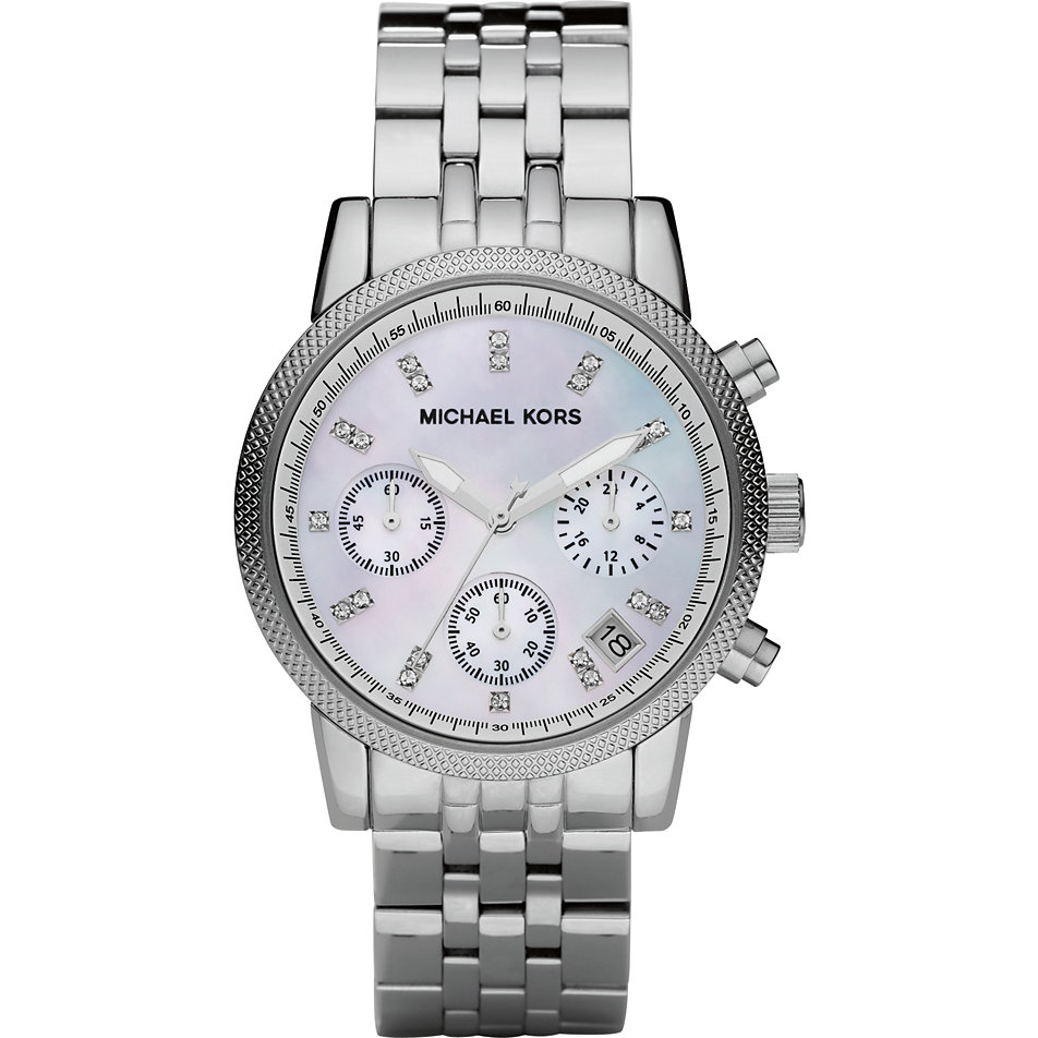 MICHAEL KOR LADIE'S WATCH (Mid-Size Silver Color Stainless Steel Ritz Chronograph Glitz) นาฬิกาผู้หญิง MK5020