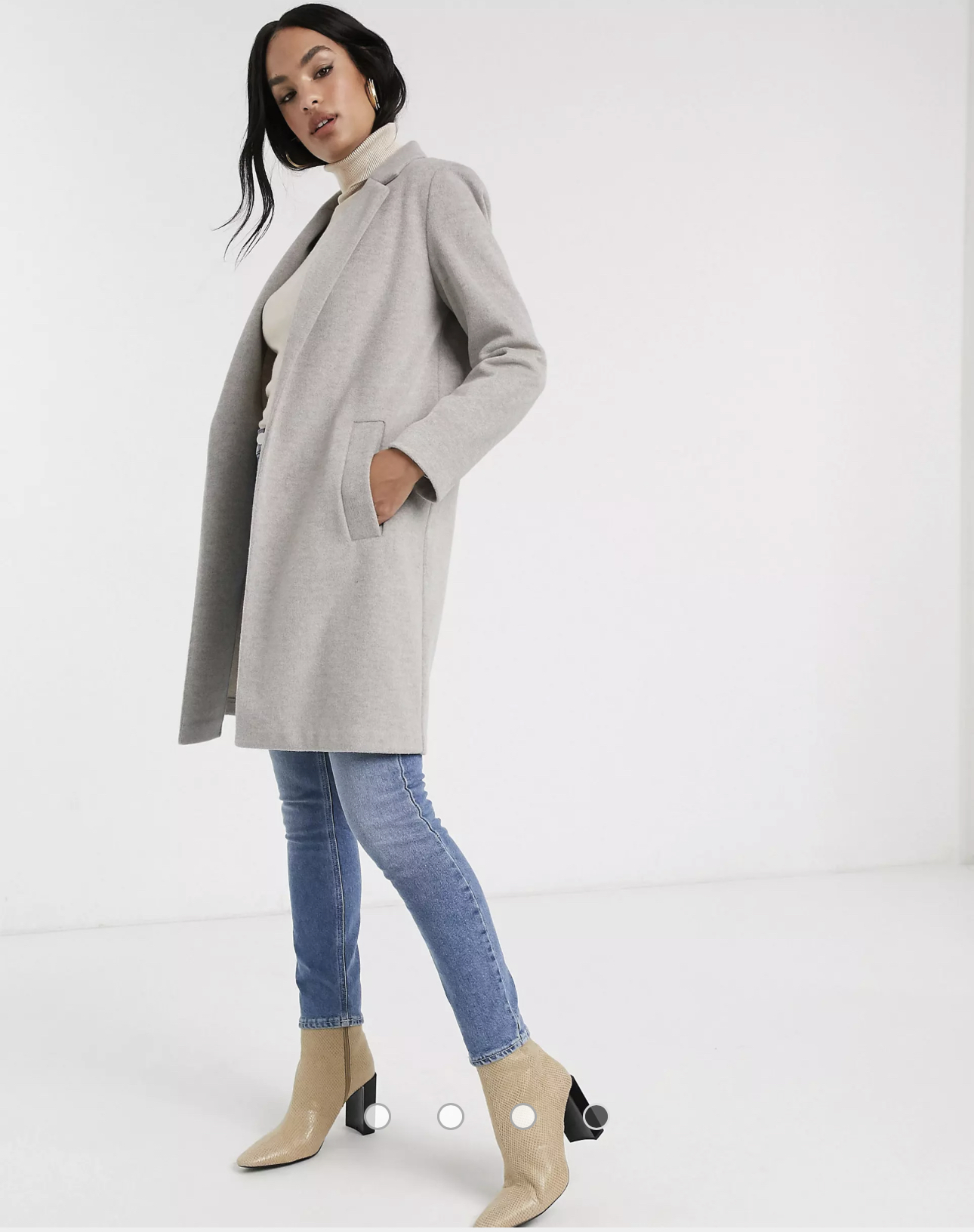 เสื้อโค้ท เสื้อโค้ทกันหนาว โค้ทวูล tailored knot coat สีเบจ แบรนด์ STRADIVARIUS สำเนา