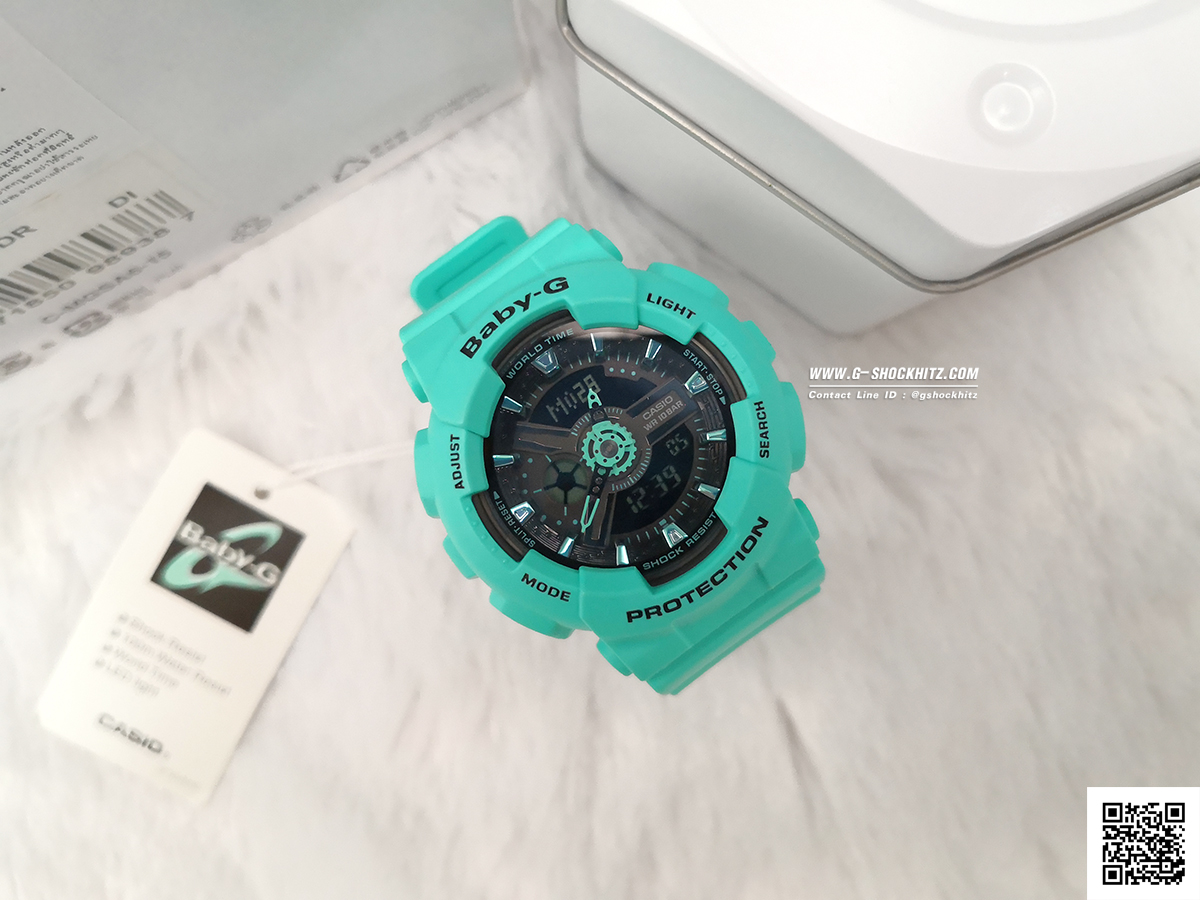 CASIO BABY-G นาฬิกาข้อมือ นาฬิกากันน้ำ นาฬิกาของแท้ ประกันศูนย์ CMG 1 ปี รุ่น BA-111-3A นาฬิกาสีเขียว