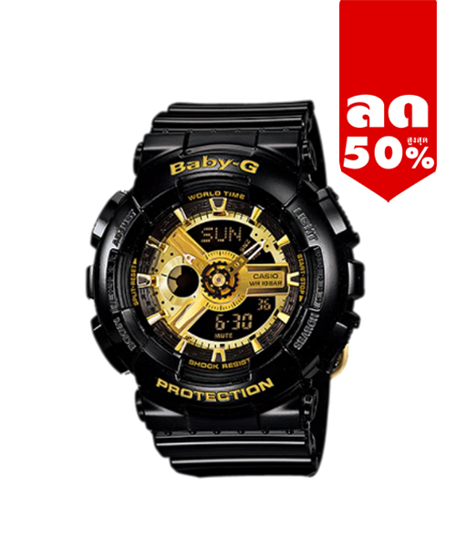 CASIO BABY-G นาฬิกาข้อมือ นาฬิกากันน้ำ นาฬิกาของแท้ ประกันศูนย์ CMG 1 ปี รุ่น BA-110-1A นาฬิกาสีดำ