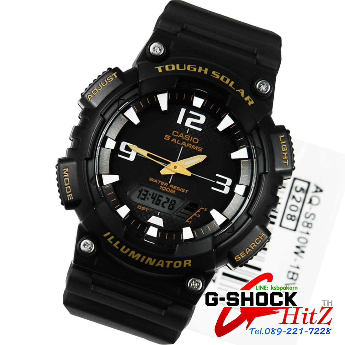 CASIO นาฬิกาคาสิโอ นาฬิกาข้อมือ นาฬิกากันน้ำ นาฬิกาของแท้ ประกันศูนย์ CMG 1 ปี รุ่น AQ-S810W-1B นาฬิกาสีดำ