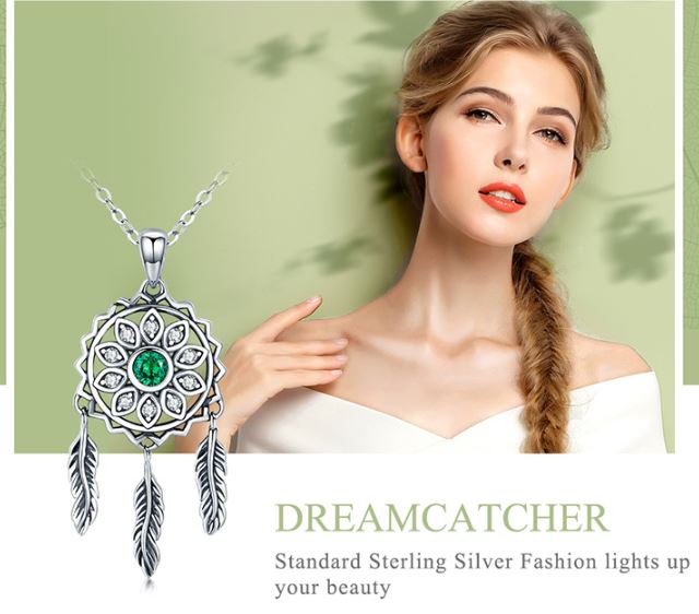 สร้อยคอผู้หญิง สร้อยคอ พร้อมจี้ เงินแท้ 925 จี้ Dreamcatcher ตาข่ายดักฝัน สร้อยคอ ความหมายดี ๆ ของขวัญสุดพิเศษ 971143