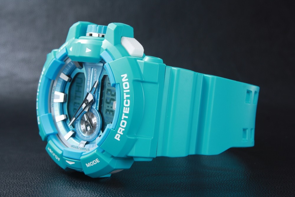 CASIO MID YEAR SALE G-SHOCK พร้อมส่ง นาฬิกาข้อมือ นาฬิกากันน้ำ นาฬิกาของแท้ ประกันศูนย์ CMG 1 ปี รุ่น GA-400A-2A นาฬิกาสีฟ้า