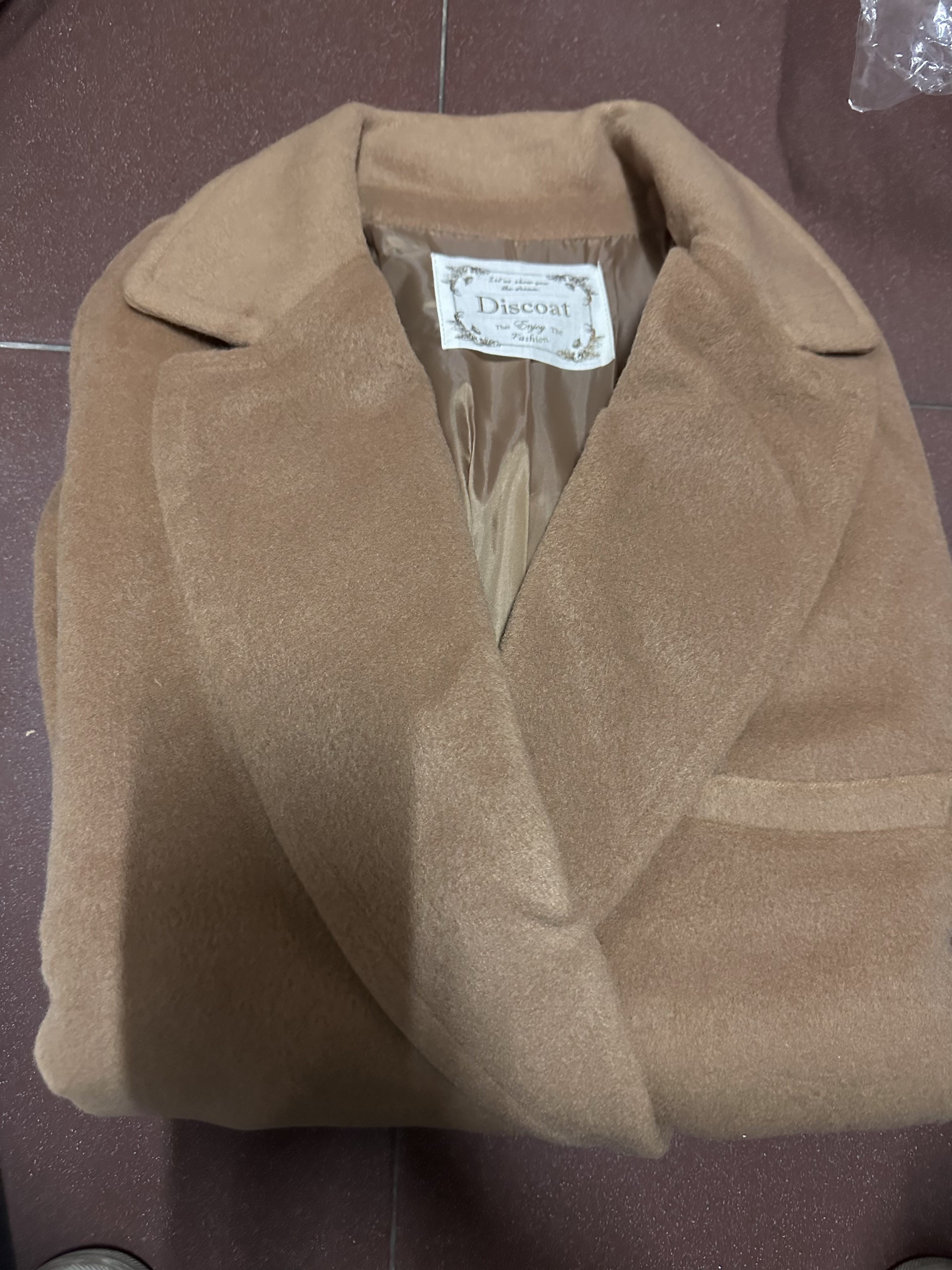 เสื้อโค้ท peacoat เสื้อโค้ทเฟอร์ โค้ทสักหลาดสีน้ำตาลกากี แบรนด์ DISCOAT(Japan)