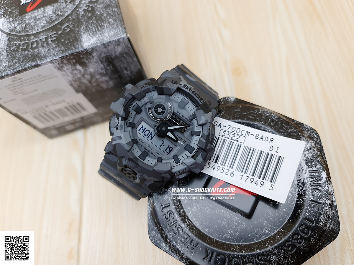 CASIO G-SHOCK นาฬิกาข้อมือ นาฬิกากันน้ำ นาฬิกาของแท้ ประกันศูนย์ CMG 1 ปี รุ่น GA-700CM-8A นาฬิกาสีเทา