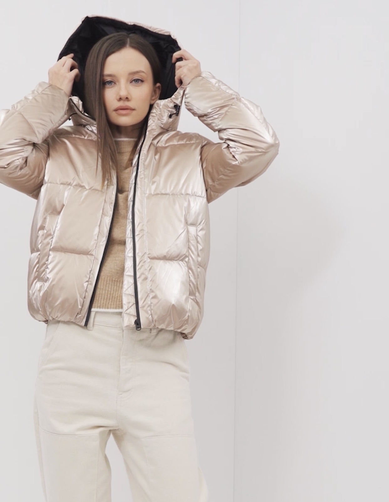 Oodji เสื้อกันหนาว เสื้อฮู้ด บุนวมอุ่น สีแชมเปญ แบรนด์ Oodji Ultra (padded puffer coAt
