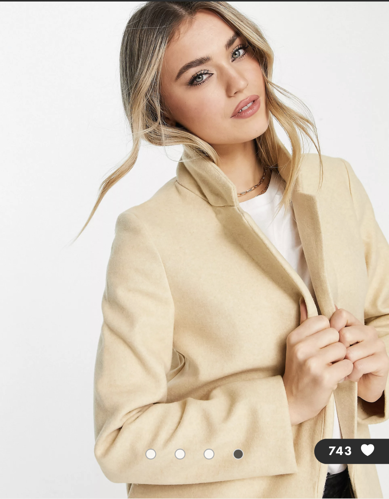 เสื้อโค้ท เสื้อโค้ทกันหนาว โค้ทวูล tailored knot coat สีเบจ แบรนด์ STRADIVARIUS สำเนา