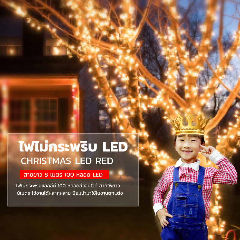 ไฟไม่กระพริบ LED สีวอมไวท์ ไฟประดับตกแต่ง
