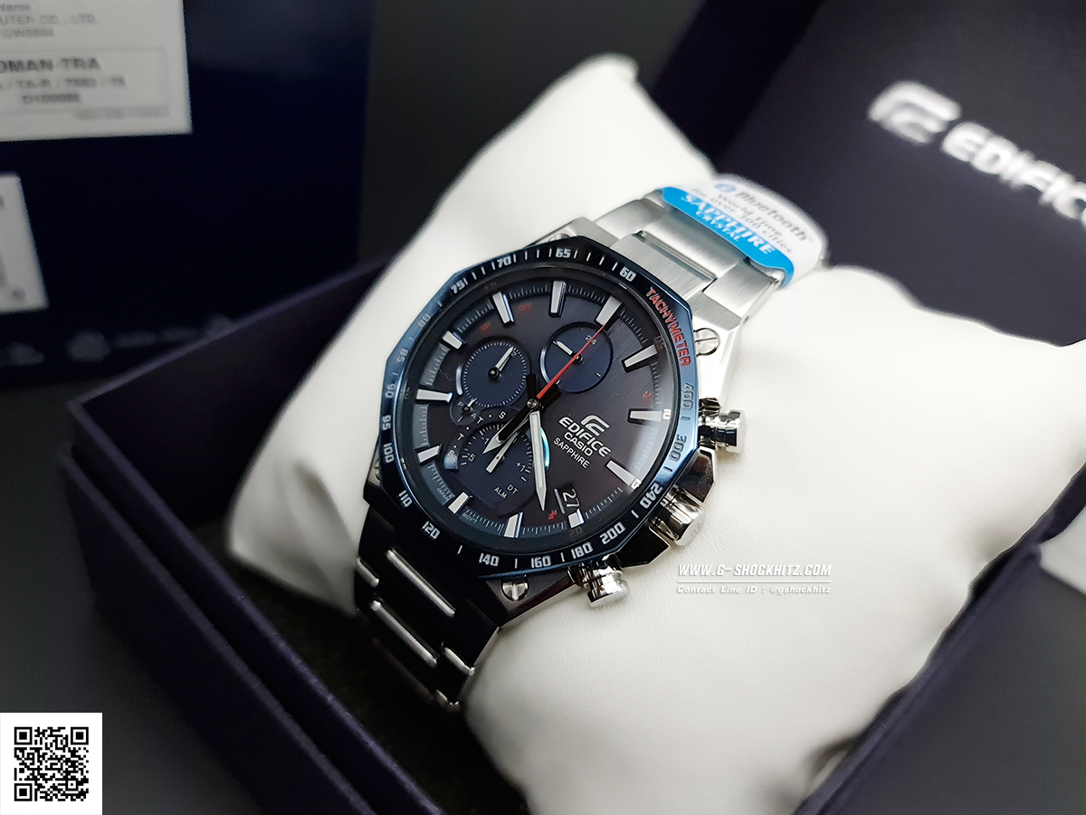 CASIO EDIFICE นาฬิกาข้อมือ นาฬิกากันน้ำ นาฬิกาของแท้ ประกันศูนย์ CMG 1 ปี รุ่น EQB-1100XDB-2A นาฬิกาสีเงิน