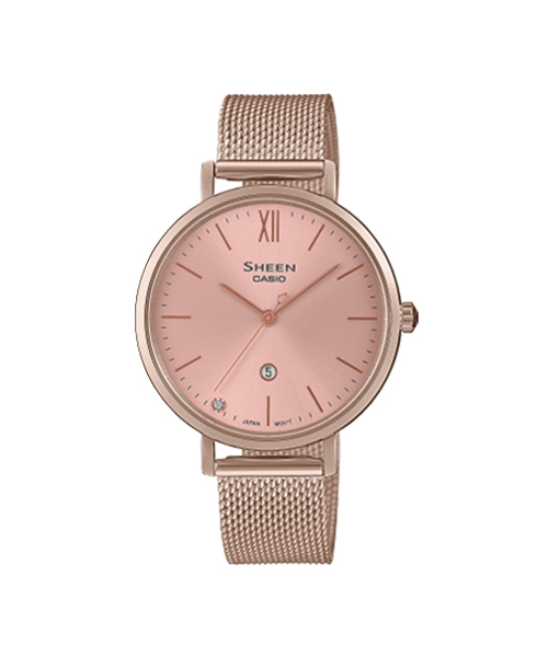 CASIO SHEEN นาฬิกาข้อมือ นาฬิกากันน้ำ นาฬิกาของแท้ ประกันศูนย์ CMG 1 ปี รุ่น SHE-4539CM-4A นาฬิกาสีชมพู