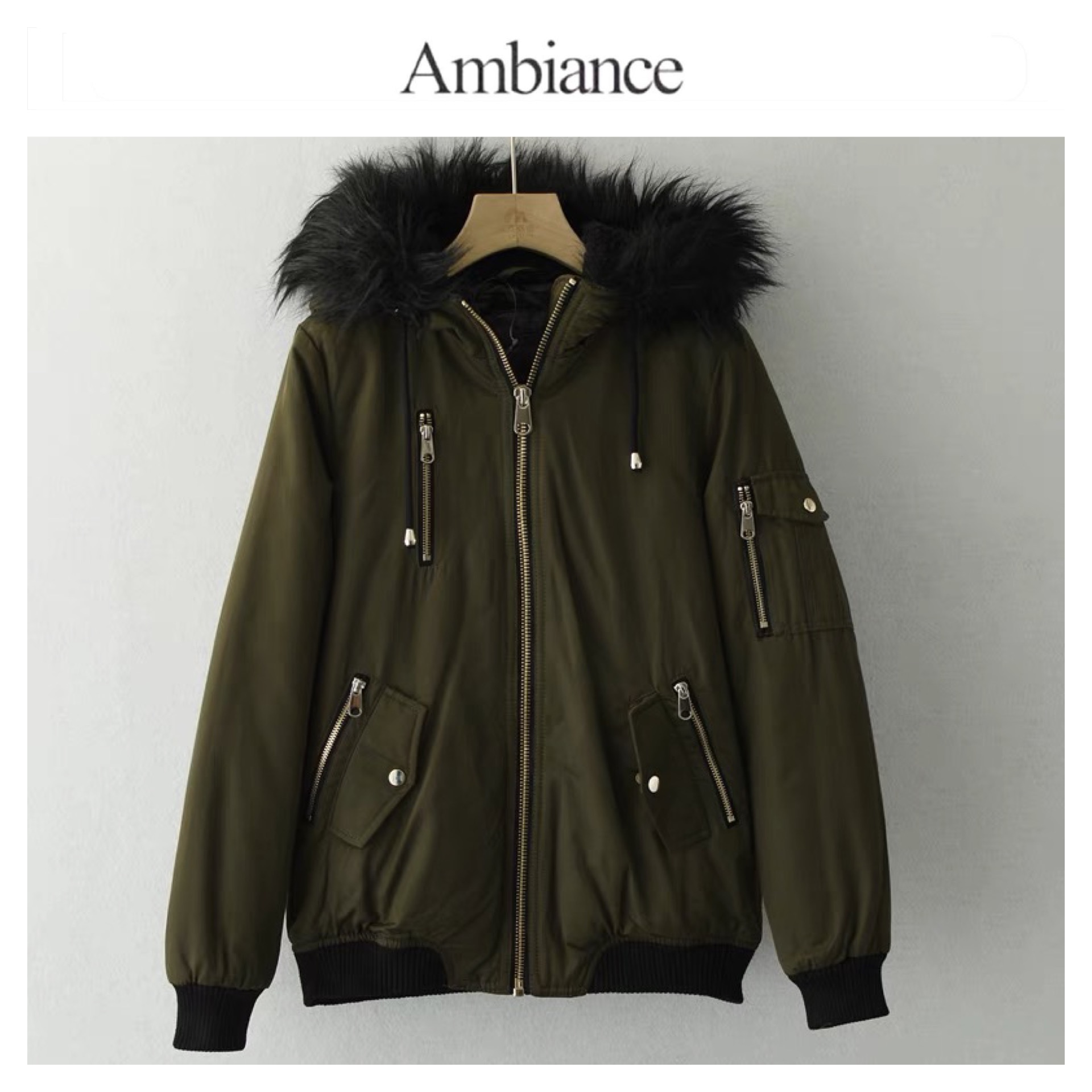 Ambiance เสื้อกันหนาว เสื้อฮู้ดเฟอร์ บุนวมอุ่น แบรนด์ F&F AMBIANCE (padded puffer สำเนา สำเนา สำเนา ดำ