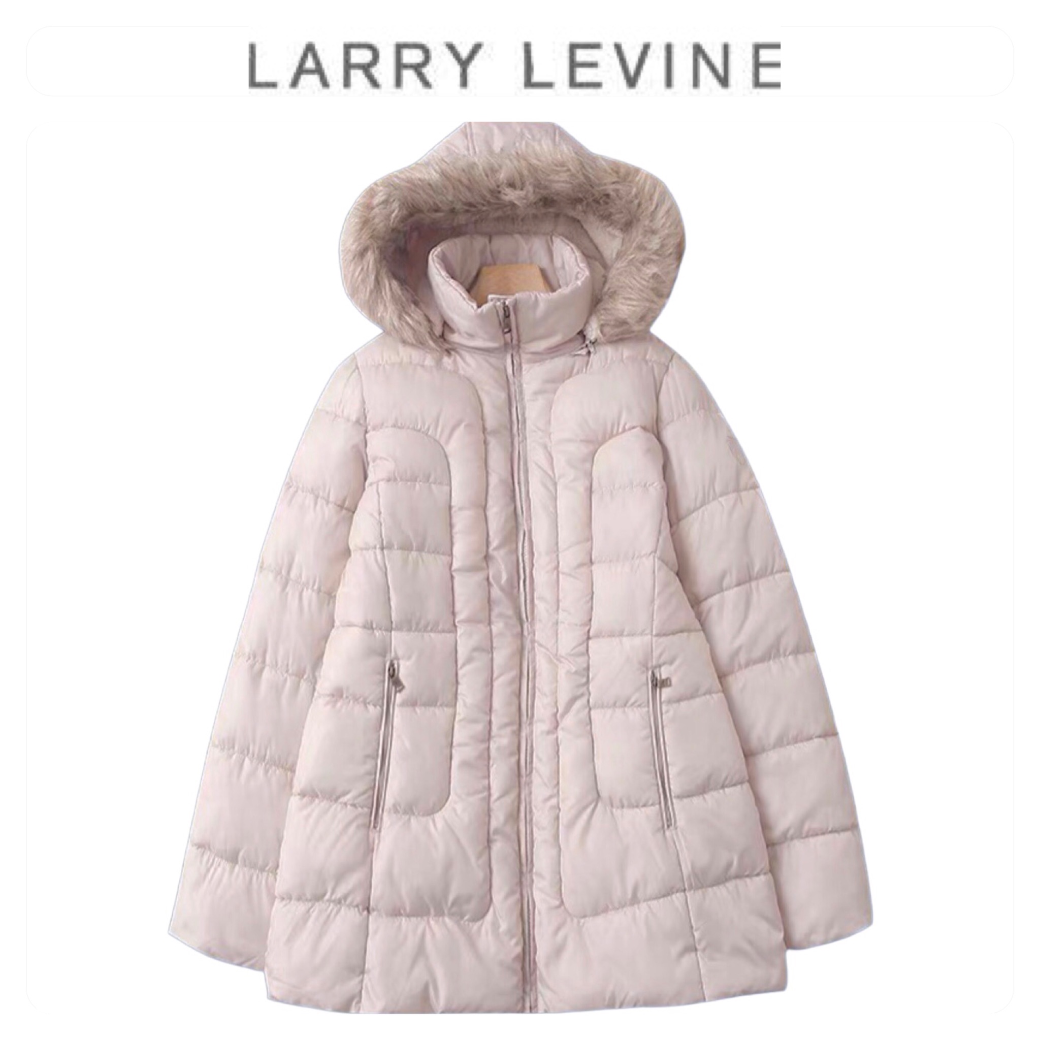 Larry levine เสื้อกันหนาว โค้ทฮู้ดเฟอร์ บุนวมอุ่น สีนู้ดเบจ แบรนด์ LARRY LEVINE หมวกฮู้ดถอดได้ค่ะ(padded puffer coat