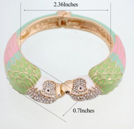 กำไลข้อมือ ผู้หญิง กำไลหัวนกแก้ว ฝังเพชร CZ AAA กำไลแฟชั่น อันใหญ่ ใส่สวย สำหรับ คนชอบนกแก้ว 286422