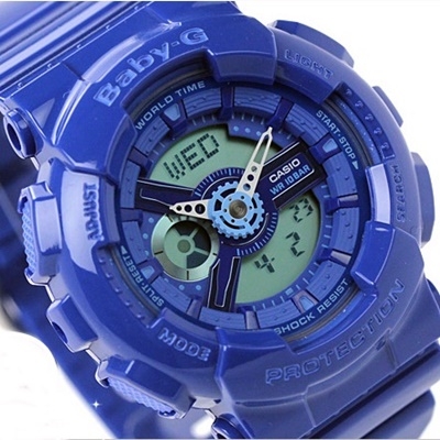 CASIO BABY-G นาฬิกาข้อมือ นาฬิกากันน้ำ นาฬิกาของแท้ ประกันศูนย์ CMG 1 ปี รุ่น BA-110BC-2A นาฬิกาสีน้ำเงิน
