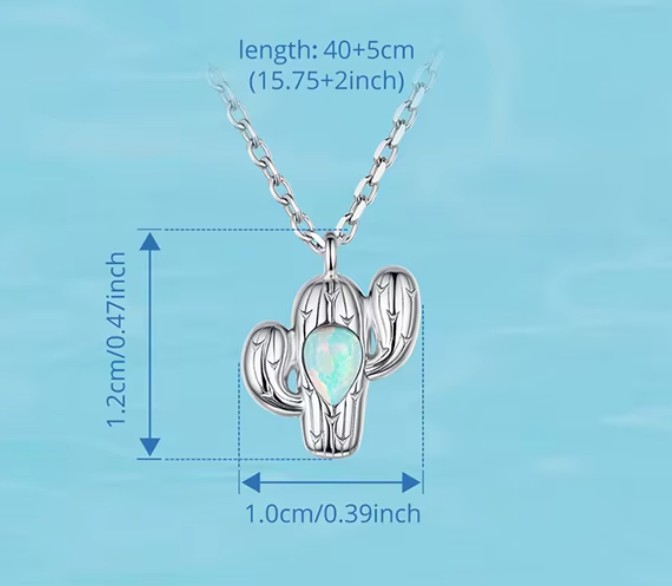 สร้อยคอเงินแท้ 925 พร้อมจี้กระบองเพชร สวยเก๋ น่ารัก ความหมาย ของความแข็งแกร่ง ยืนหยัด ทนทาน 687378