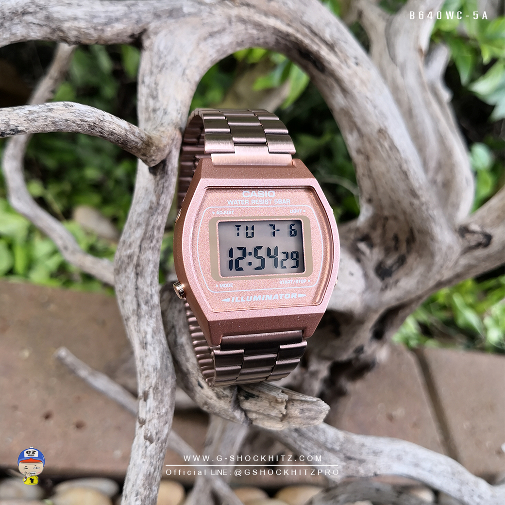 CASIO นาฬิกาคาสิโอ นาฬิกาข้อมือ นาฬิกากันน้ำ นาฬิกาของแท้ ประกันศูนย์ CMG 1 ปี รุ่น B640WC-5A นาฬิกาสีน้ำตาล