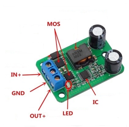 DC-DC step-down module 24 / 12V turn 5V / 5A power supply IN (9-35V)