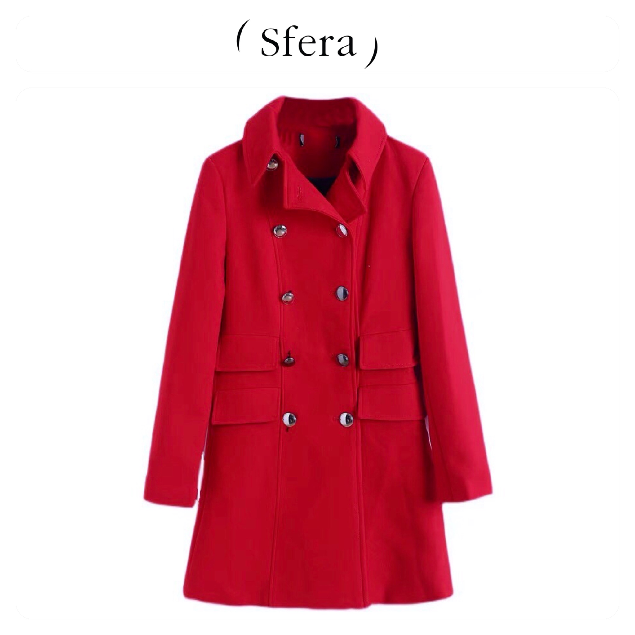 Sfera (spain) เสื้อโค้ท เสื้อกันหนาว เนื้อผ้าสักหลาดวูล สีแดงสด แบรนด์Sfera (Spain) สำเนา แดง