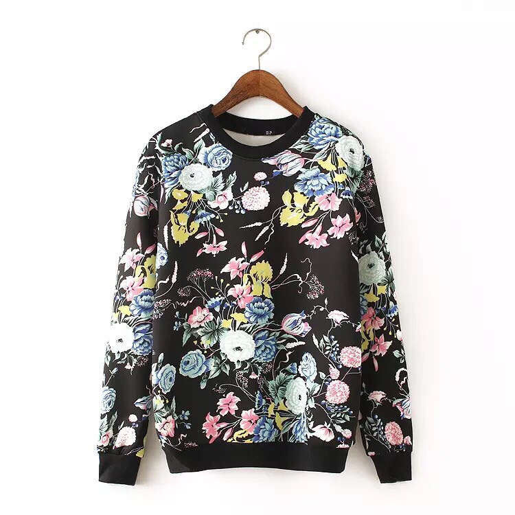 เสื้อวอร์มแขนยาว คอกลม ลายดอกสีสัน สดใส แบรนด์เนม TSZC แท้100% sizeS/M/L