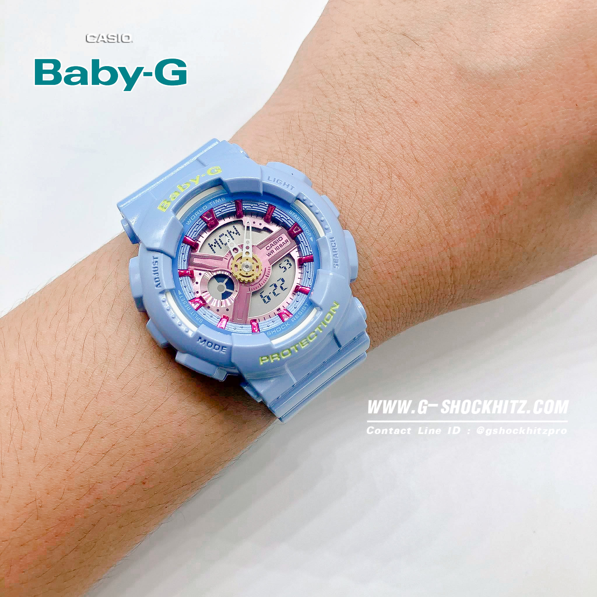 CASIO BABY-G นาฬิกาข้อมือ นาฬิกากันน้ำ นาฬิกาของแท้ ประกันศูนย์ CMG 1 ปี รุ่น BA-110CA-2A นาฬิกานาฬิกาสีฟ้า