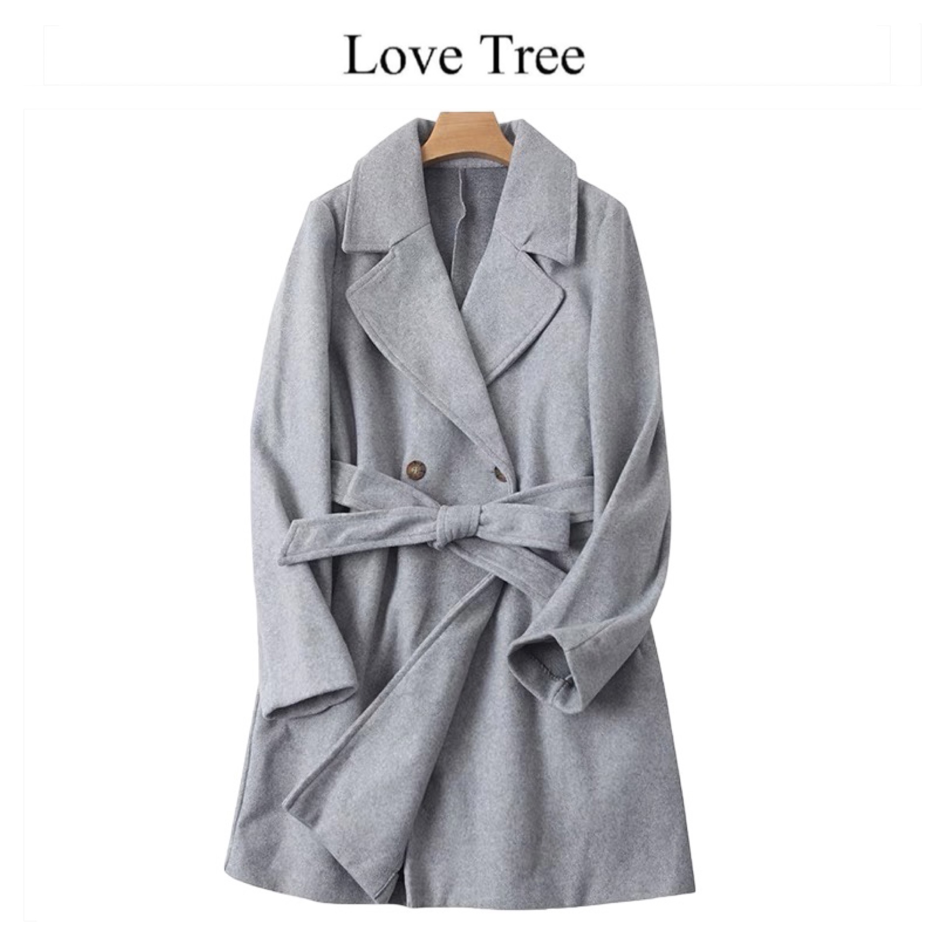 เสื้อโค้ท เสื้อกันหนาว เนื้อผ้าวูล โค้ทวูล สีเทา แบรนด์ LOVE TREE