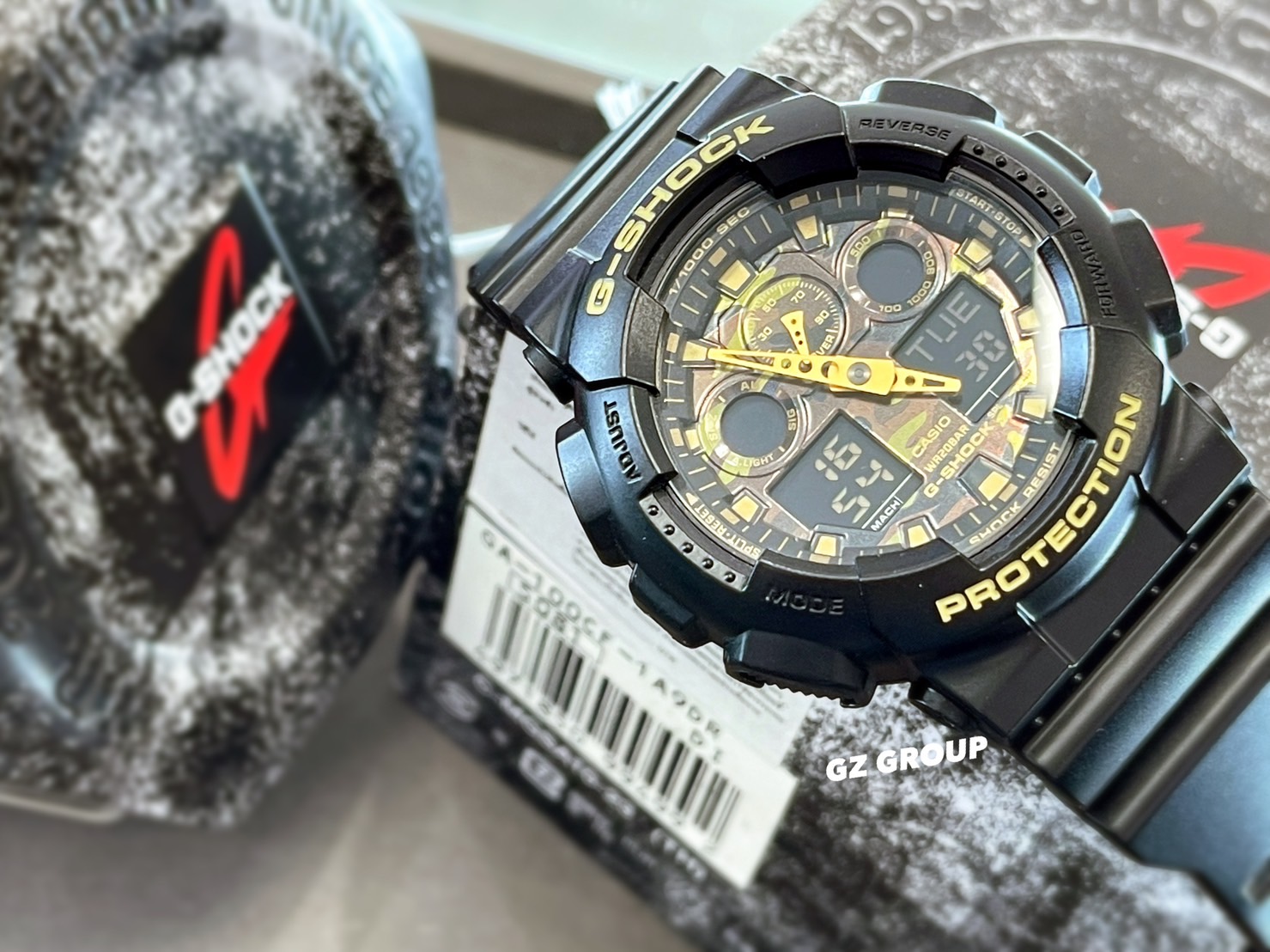 CASIO G-SHOCK นาฬิกาข้อมือ นาฬิกากันน้ำ นาฬิกาของแท้ ประกันศูนย์ CMG 1 ปี รุ่น GA-100CF-1A9 นาฬิกาสีดำ