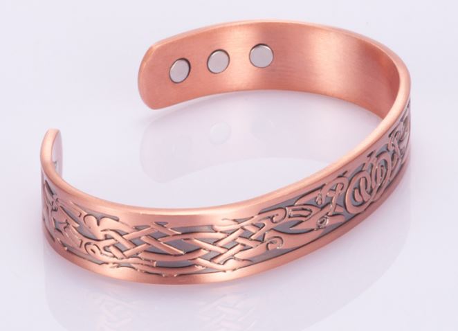 กำไล ข้อมือ สร้อยข้อมือ ทองแดง ดีไซน์ ลวดลาย อียิปต์ โบราณ แบบสวย สไตล์วินเทจ ฝังแม่เหล็กปรับสมดุล ร่างกาย 322704